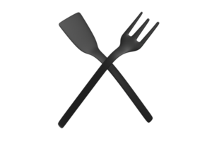 Fork and spatula black textured plastic png