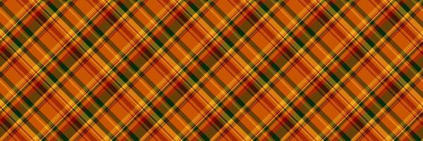 Blank seamless check vector, bold plaid pattern texture. Expressive background fabric textile tartan in orange and amber colors. vector