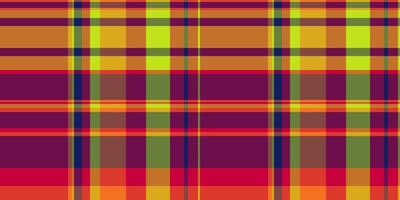 Handmade textile check plaid, reel tartan pattern vector. Bandanna fabric seamless background texture in red and pink colors. vector