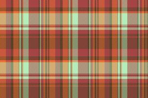 Pure check textile fabric, 20s seamless pattern background. Magazine texture tartan plaid vector in orange and red colors.