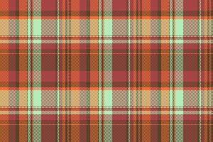 Pure check textile fabric, 20s seamless pattern background. Magazine texture tartan plaid vector in orange and red colors.