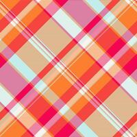 Texture check vector of seamless textile fabric with a plaid pattern background tartan.