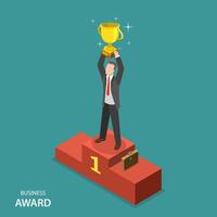 Business award isometric flat vector concept.