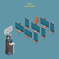 Web Conference Flat Isometric Vector Concept.