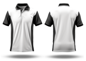 AI generated black and white polo shirt with front and back views, generative ai png