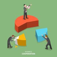 Business cooperation isometric flat vector concept.