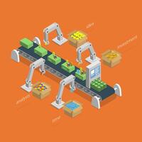 Money Making Process Isometric Concept. vector