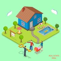 Real estate deal isometric flat vector concept.