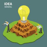 Idea mining flat isimetric vector illustration