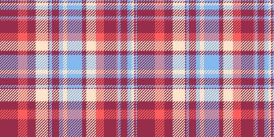 Tee texture background textile, row plaid check pattern. Pure tartan fabric vector seamless in red and blue colors.