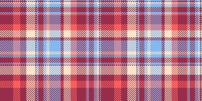 Tee texture background textile, row plaid check pattern. Pure tartan fabric vector seamless in red and blue colors.