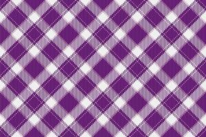 Self tartan vector pattern, france background textile check. Design plaid texture seamless fabric in white and purple colors.