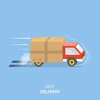 Fast delivery service flat vector illustration.