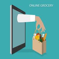 Online Grocery Ordering, Delivery Vector Concept.