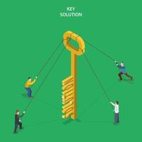 Key solution isometric flat vector concept.