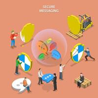 Secure messaging isometric flat vector concept.