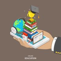 Online education isometric flat vector concept.