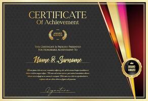 Certificate with golden seal and colorful design border vector