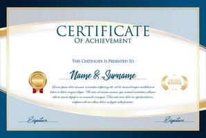 Certificate with golden seal and colorful design border vector