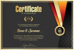 Certificate with golden seal and colorful design border vector