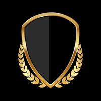 Black and gold shield with laurel wreath vector illustration