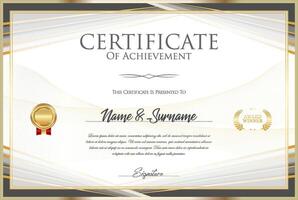 Certificate with golden seal and colorful design border vector