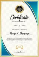 Certificate with golden seal and colorful design border vector