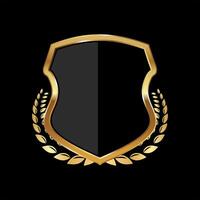 Black and gold shield with laurel wreath vector illustration