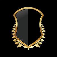 Black and gold shield with laurel wreath vector illustration