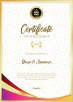 Certificate with golden seal and colorful design border vector