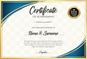 Certificate with golden seal and colorful design border vector