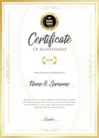 Certificate with golden seal and colorful design border vector