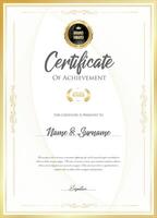 Certificate with golden seal and colorful design border vector