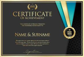 Certificate with golden seal and colorful design border vector