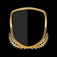 Black and gold shield with laurel wreath vector illustration