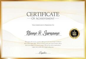 Certificate with golden seal and colorful design border vector