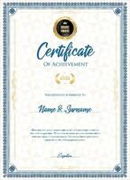 Certificate with golden seal and colorful design border vector