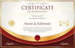 Certificate with golden seal and colorful design border vector