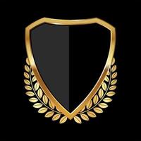 Black and gold shield with laurel wreath vector illustration