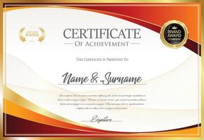 Certificate with golden seal and colorful design border vector