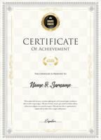 Certificate with golden seal and colorful design border vector