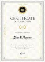 Certificate with golden seal and colorful design border vector