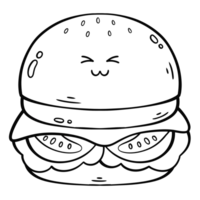 Outline doodle drawing of Hamburger png