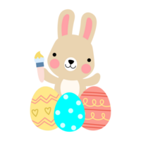 Ostern Hase Kaninchen mit Baby Küken und Ostern Eier png