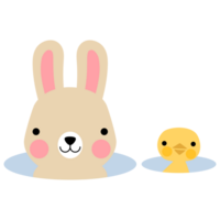 Pasen konijn konijnen met baby kuikens en Pasen eieren png