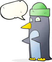 discurso bolha desenho animado pinguim vestindo chapéu png