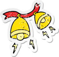 retro distressed sticker of a cartoon jingle bells png