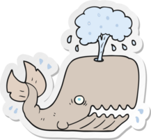 sticker van een cartoon walvis die water spuugt png