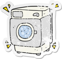 retro bedrövad klistermärke av en tecknad serie mullrar tvättning maskin png