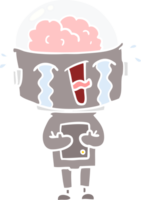 cartoon huilende robot in effen kleurstijl png